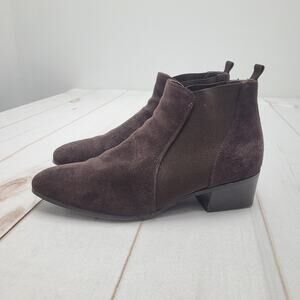 Aquatalia weatherproof chocolate brown suede ankle chelsea boots